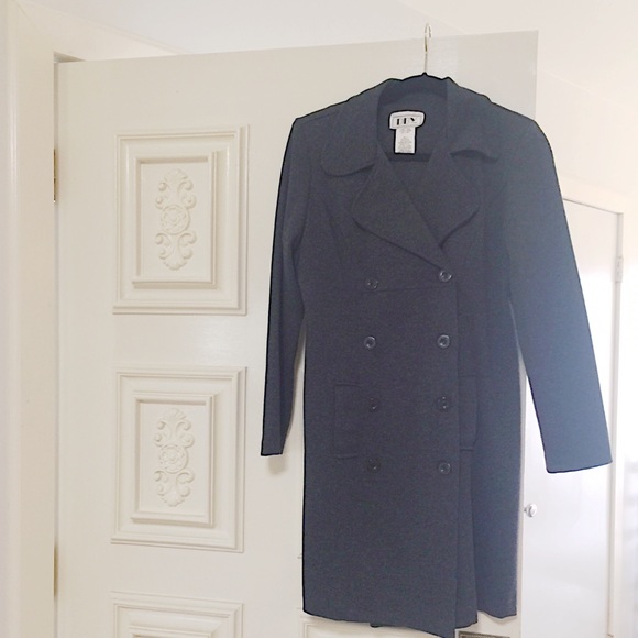 📸Classic Chic Double Breasted Button Down Smokey Grey Coat Warm & Cozy Style🧥 - Picture 5 of 15